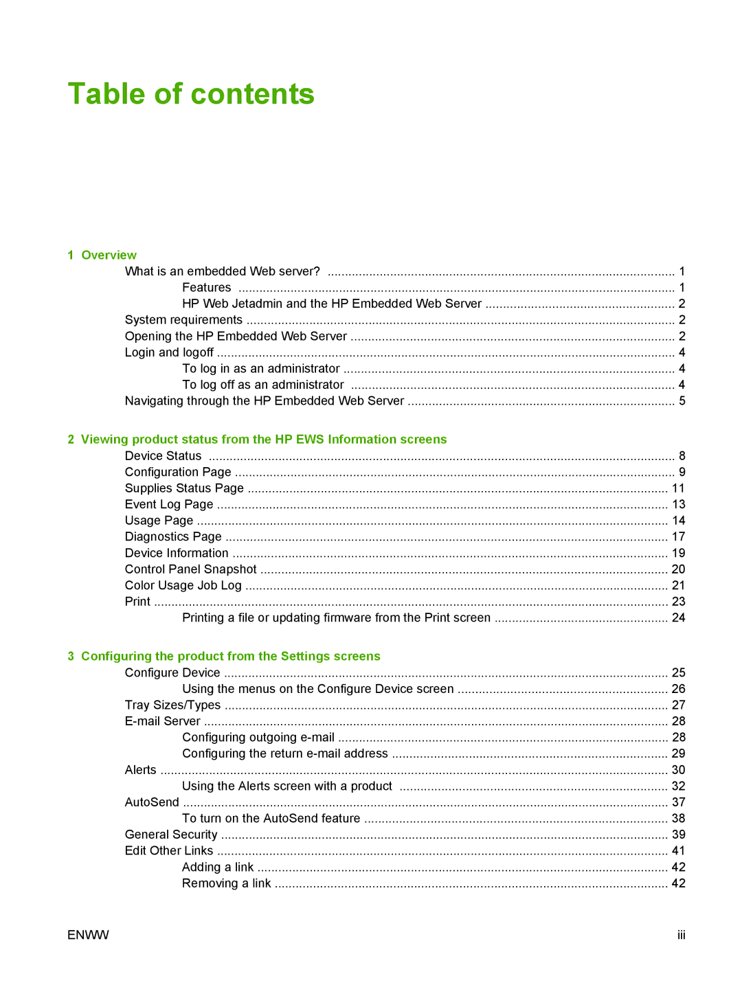 HP CP3505 manual Table of contents 