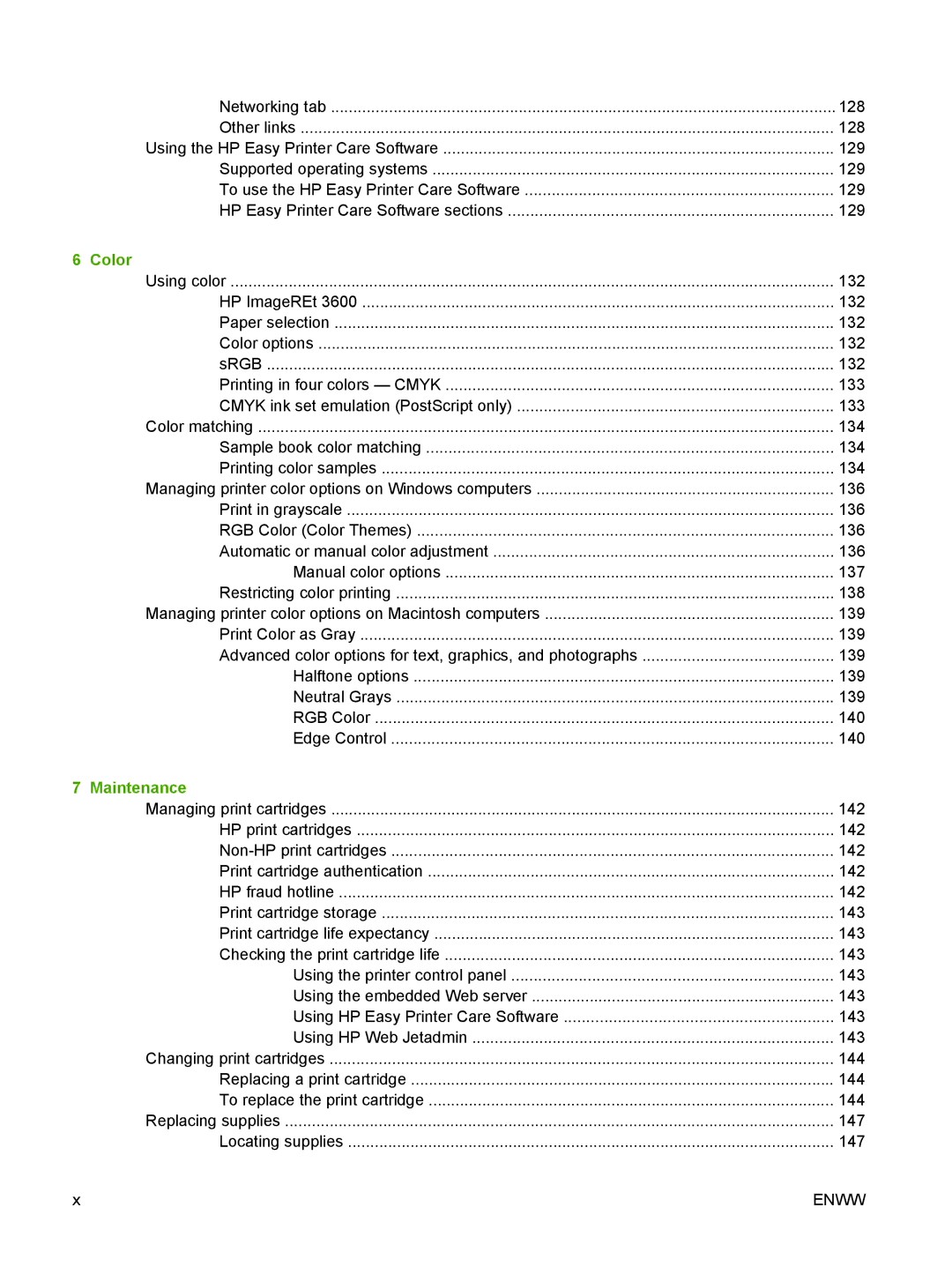 HP CP4005 manual Color, Maintenance 