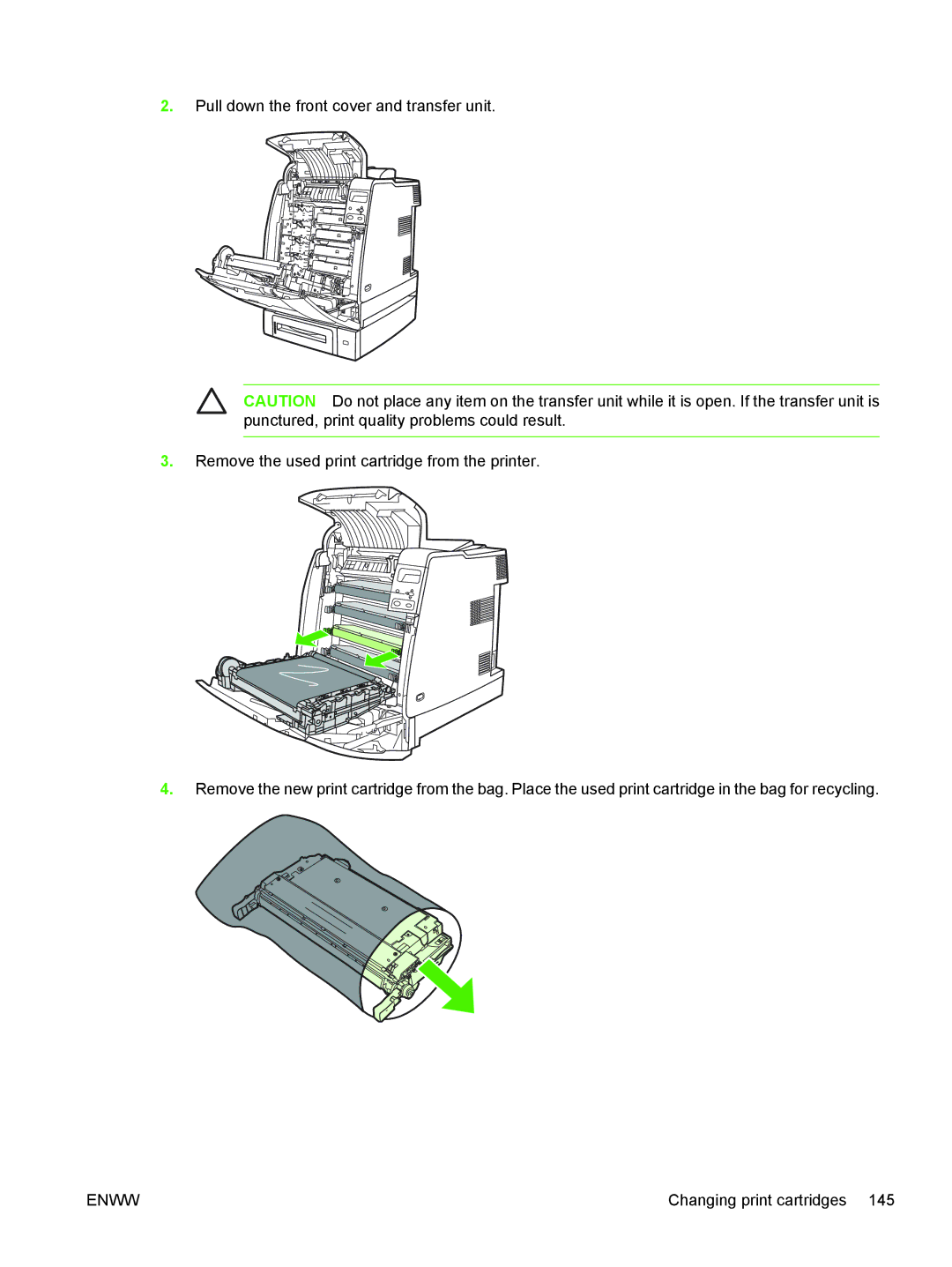 HP CP4005 manual Changing print cartridges 