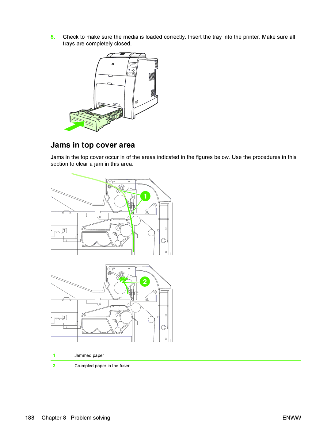 HP CP4005 manual Jams in top cover area 