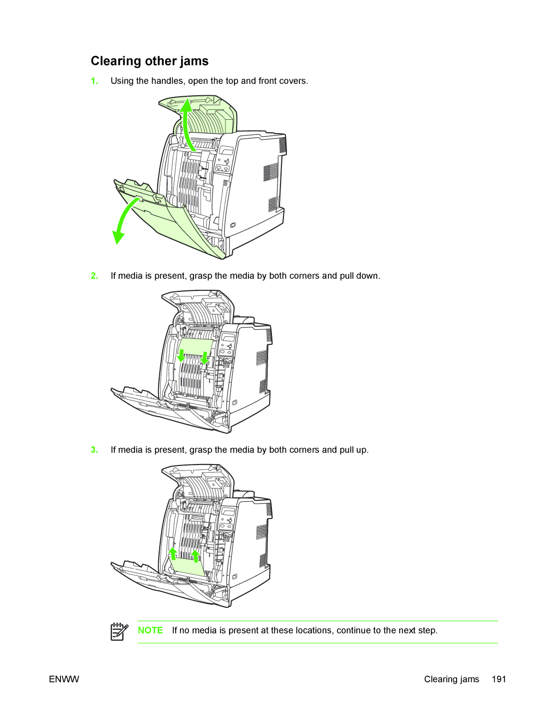 HP CP4005 manual Clearing other jams 