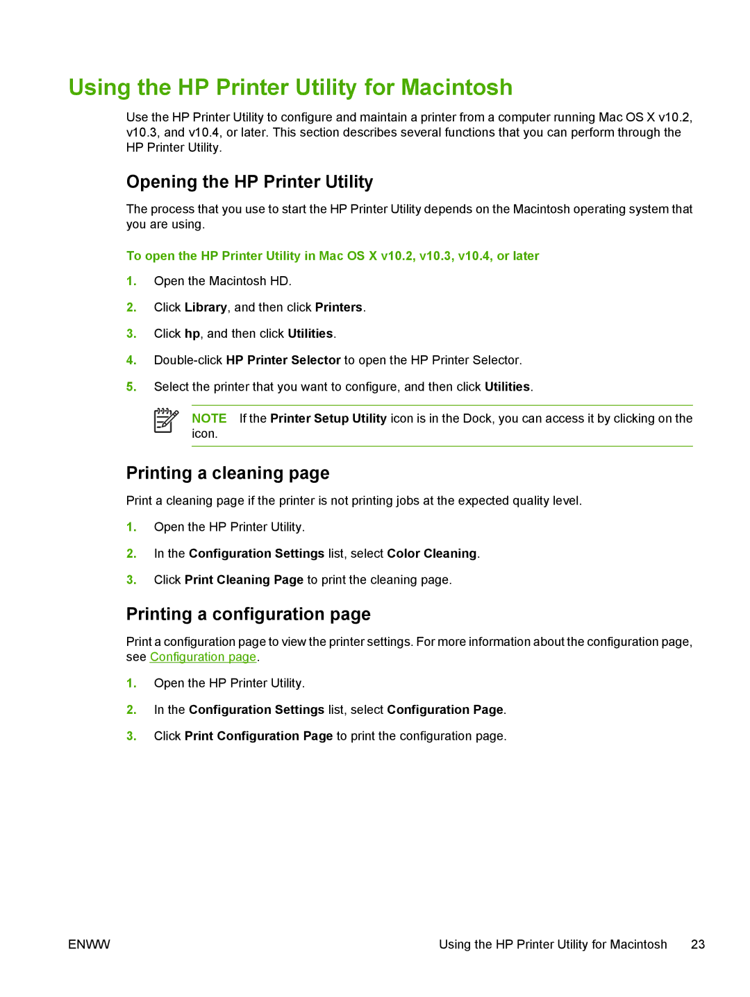 HP CP4005 manual Using the HP Printer Utility for Macintosh, Opening the HP Printer Utility, Printing a cleaning 