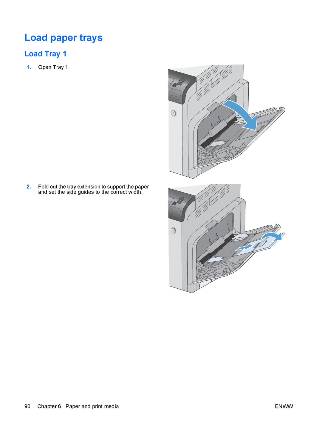 HP CP4025DN Laser CC490A manual Load paper trays, Load Tray 