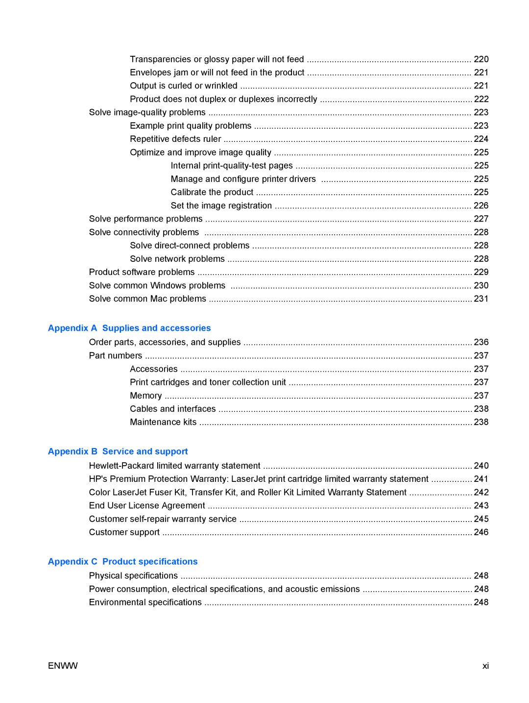 HP CP4025DN Laser CC490A manual Appendix a Supplies and accessories, Appendix B Service and support 