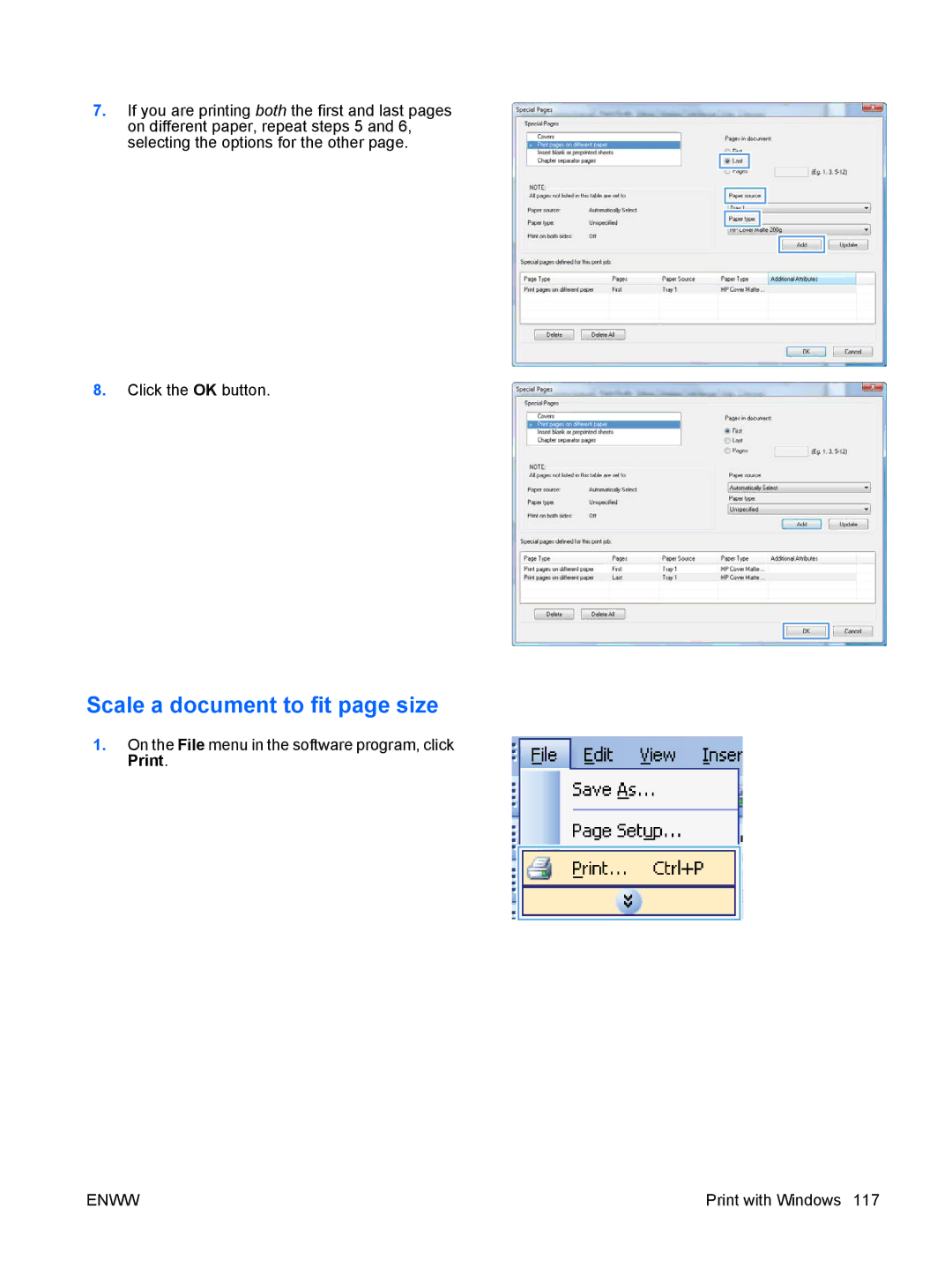 HP CP4025DN Laser CC490A manual Scale a document to fit page size 