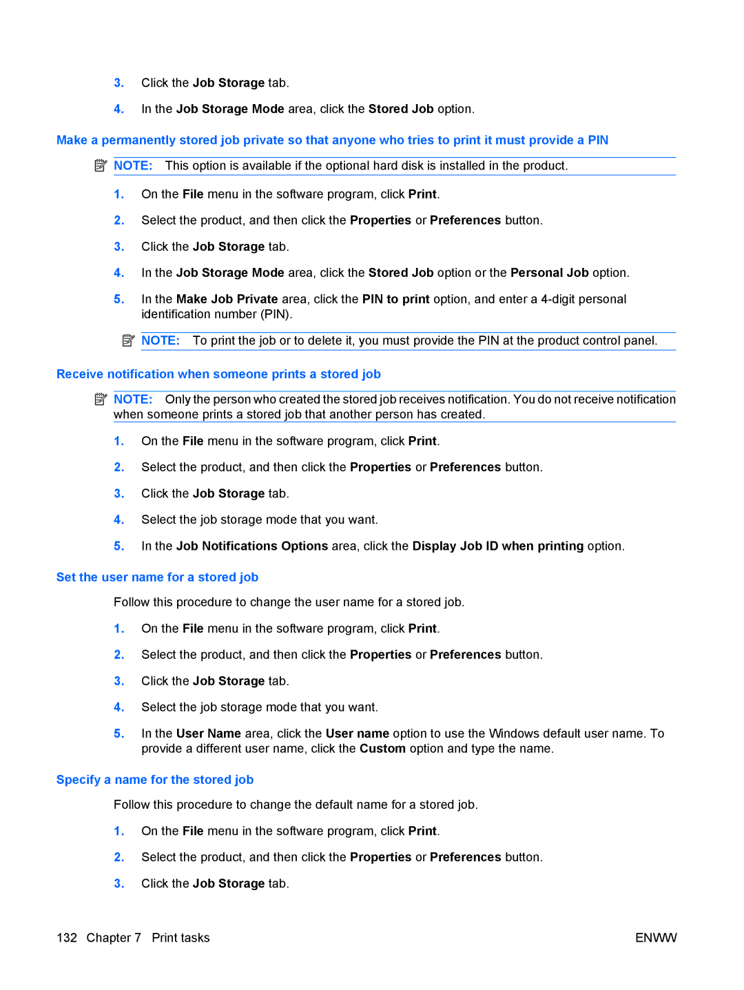 HP CP4025DN Laser CC490A manual Receive notification when someone prints a stored job, Set the user name for a stored job 