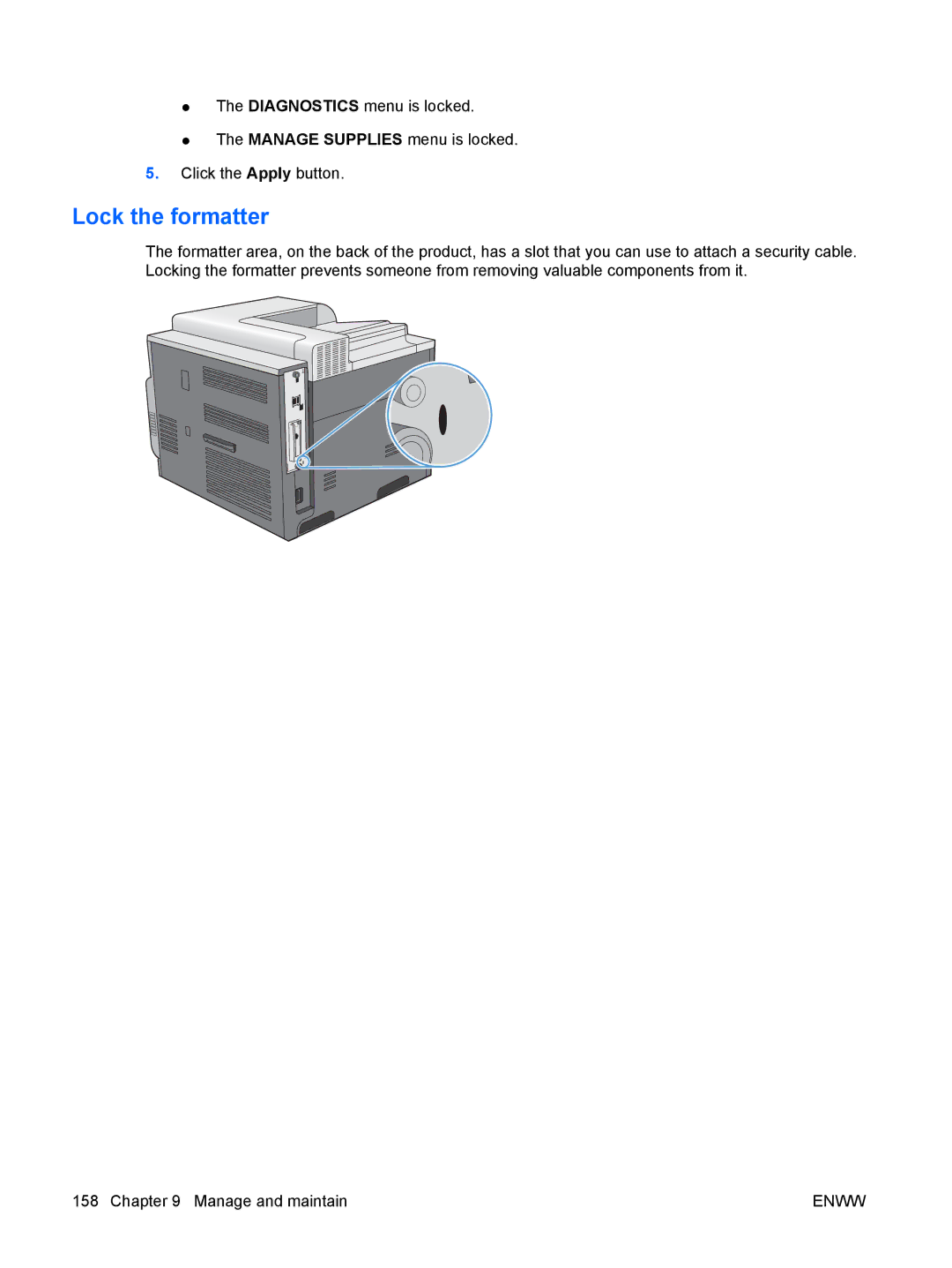 HP CP4025DN Laser CC490A manual Lock the formatter 