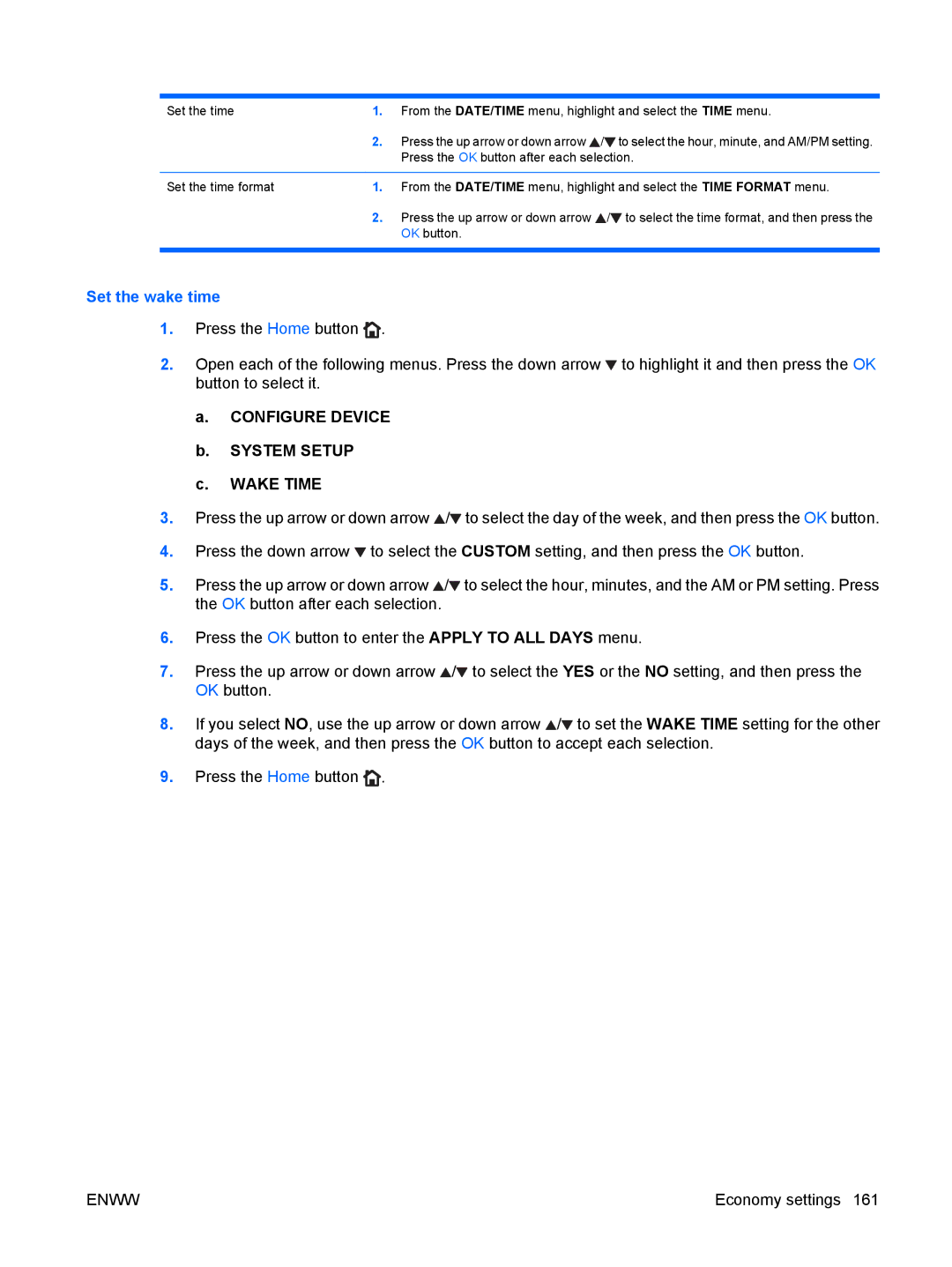 HP CP4025DN Laser CC490A manual Set the wake time, To select the hour, minute, and AM/PM setting 