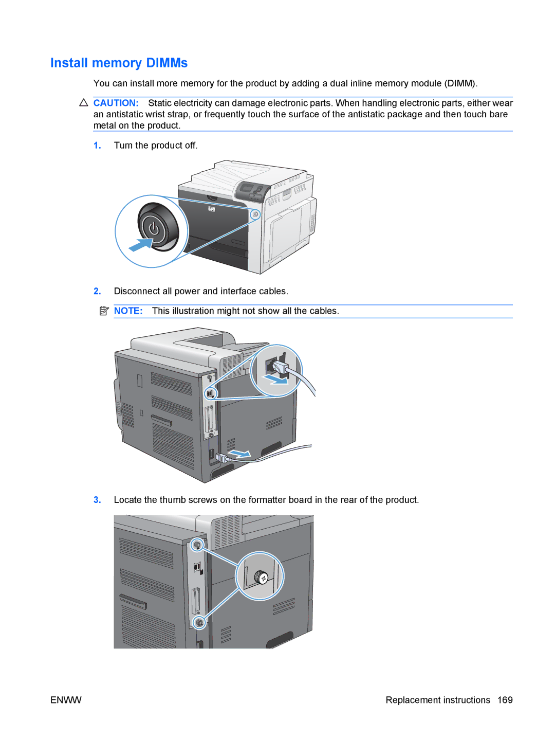 HP CP4025DN Laser CC490A manual Install memory DIMMs 