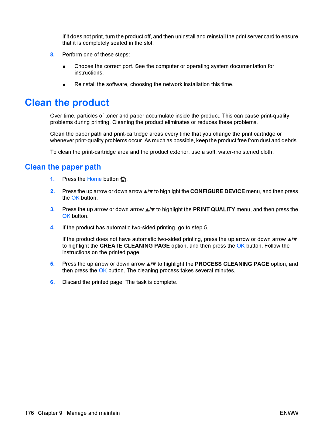 HP CP4025DN Laser CC490A manual Clean the product, Clean the paper path 