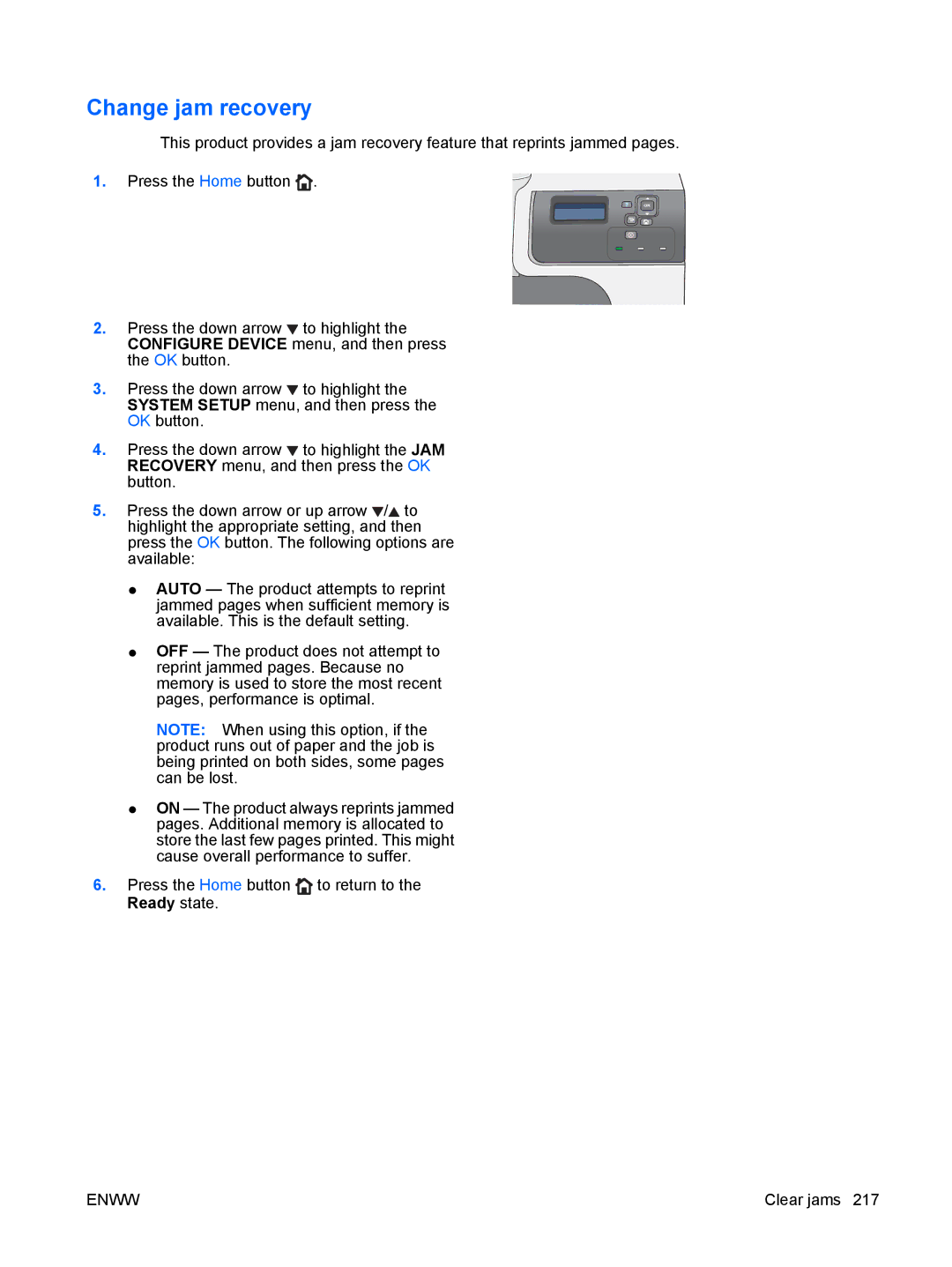 HP CP4025DN Laser CC490A manual Change jam recovery 