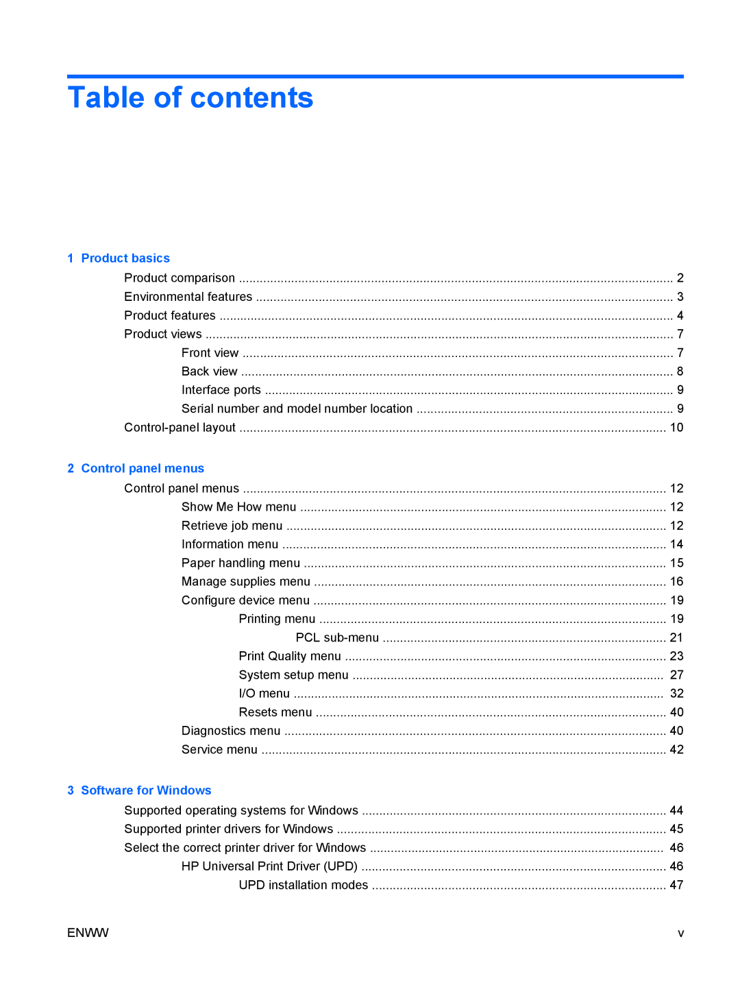 HP CP4025DN Laser CC490A manual Table of contents 