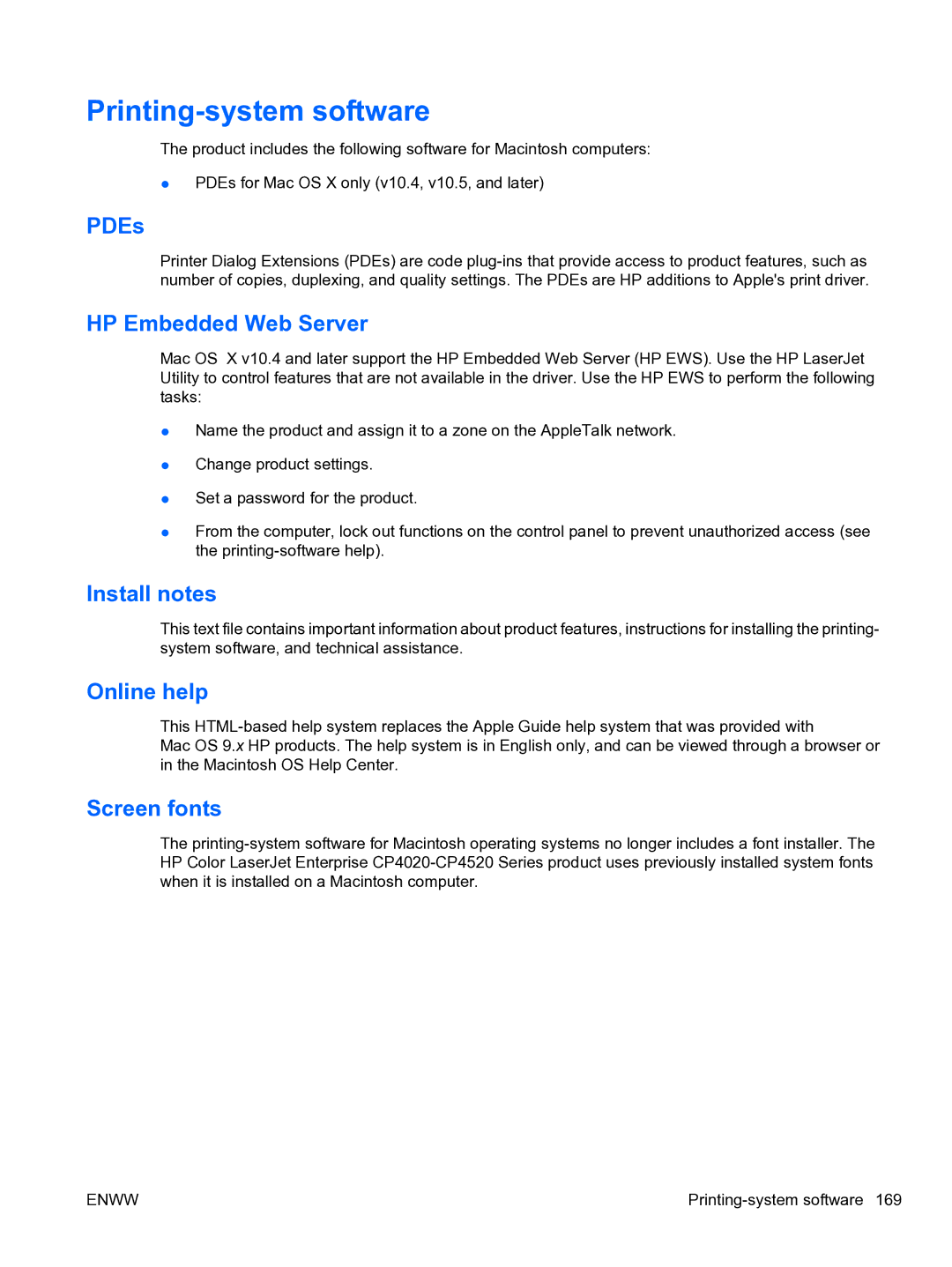 HP CP4520 manual Printing-system software 