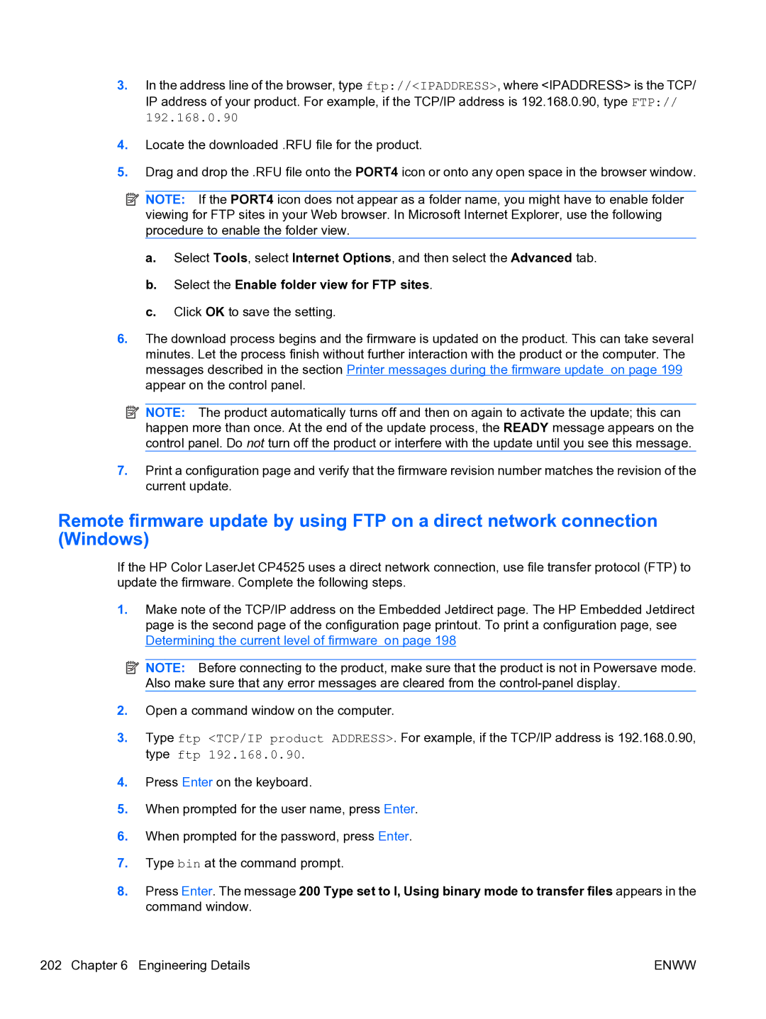 HP CP4520 manual Select the Enable folder view for FTP sites 