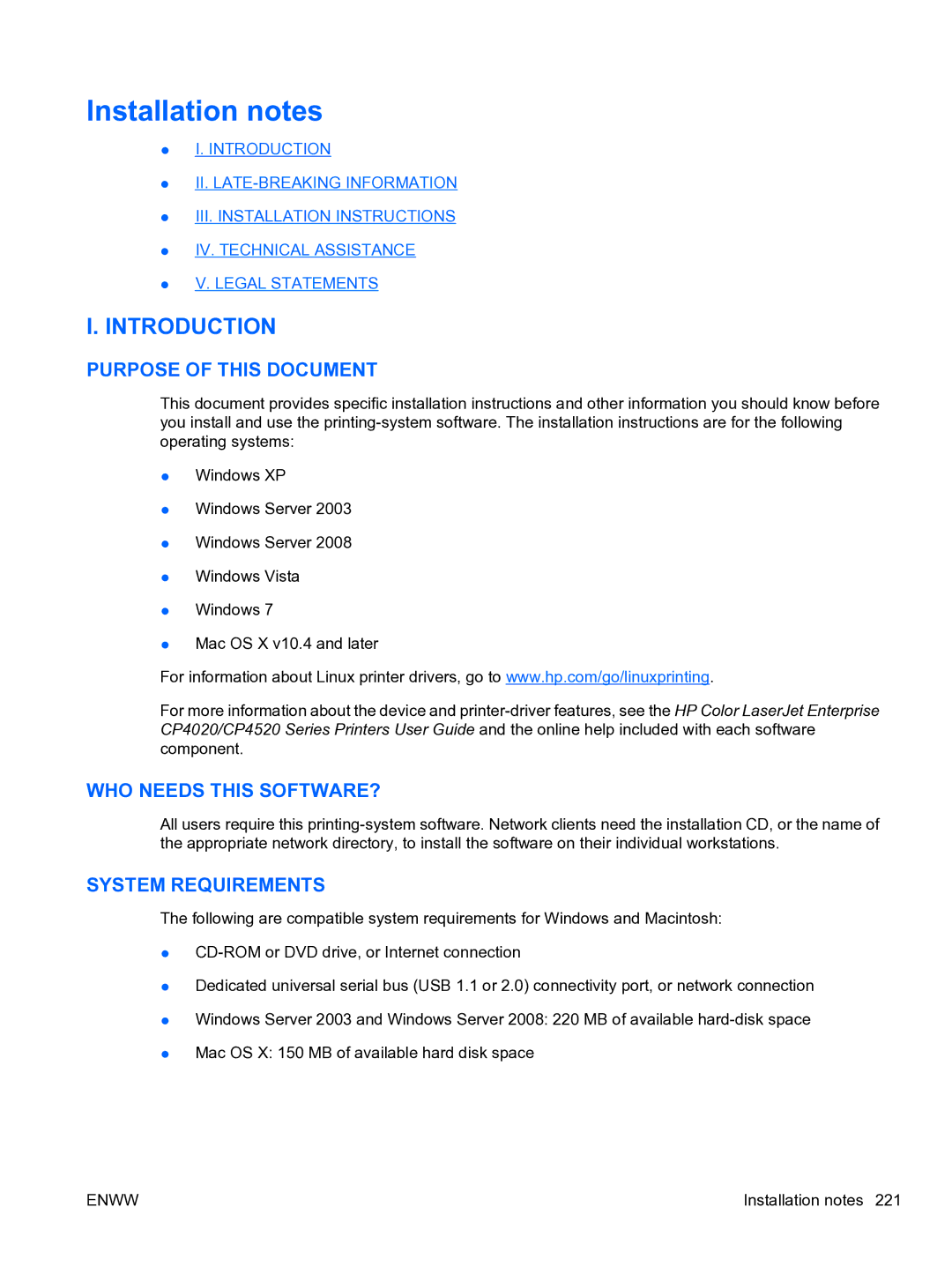 HP CP4520 manual Installation notes, Introduction 