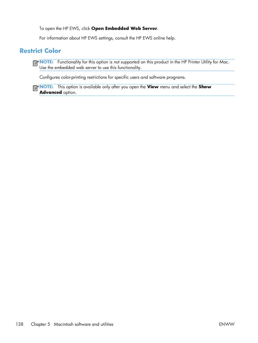 HP CP5520 Laser CP5520, CP5520 CP5525DN Laser CE708A#BGJ manual Restrict Color 