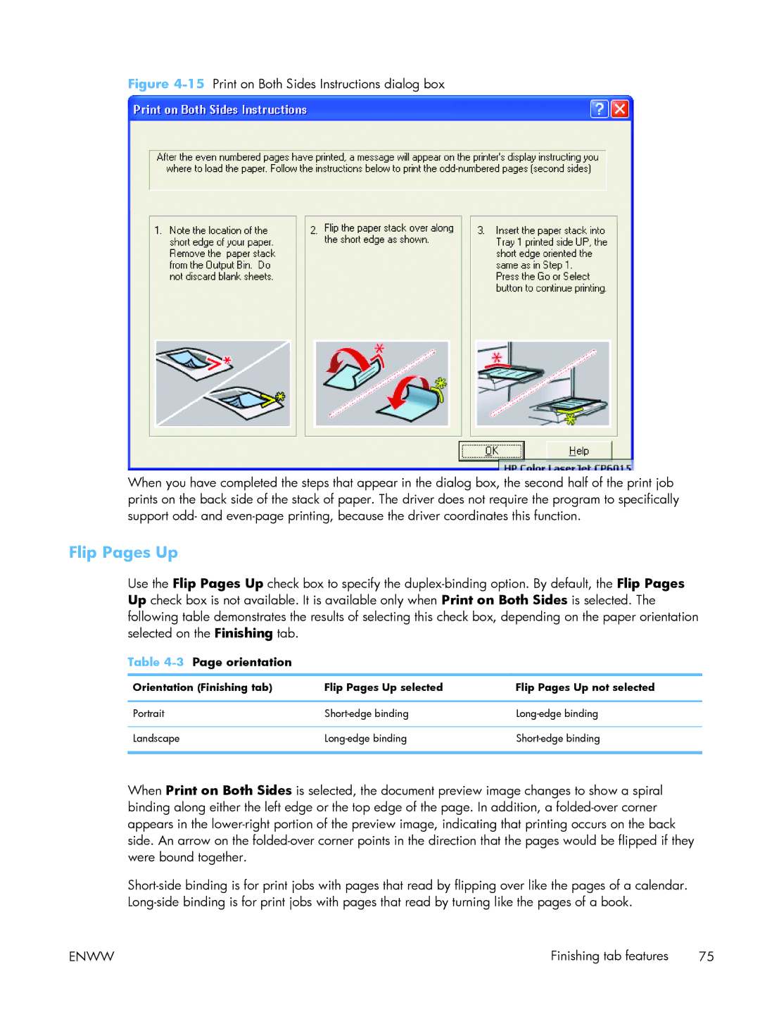 HP CP5520 CP5525DN Laser CE708A#BGJ, CP5520 Laser CP5520 manual Flip Pages Up, 3Page orientation 