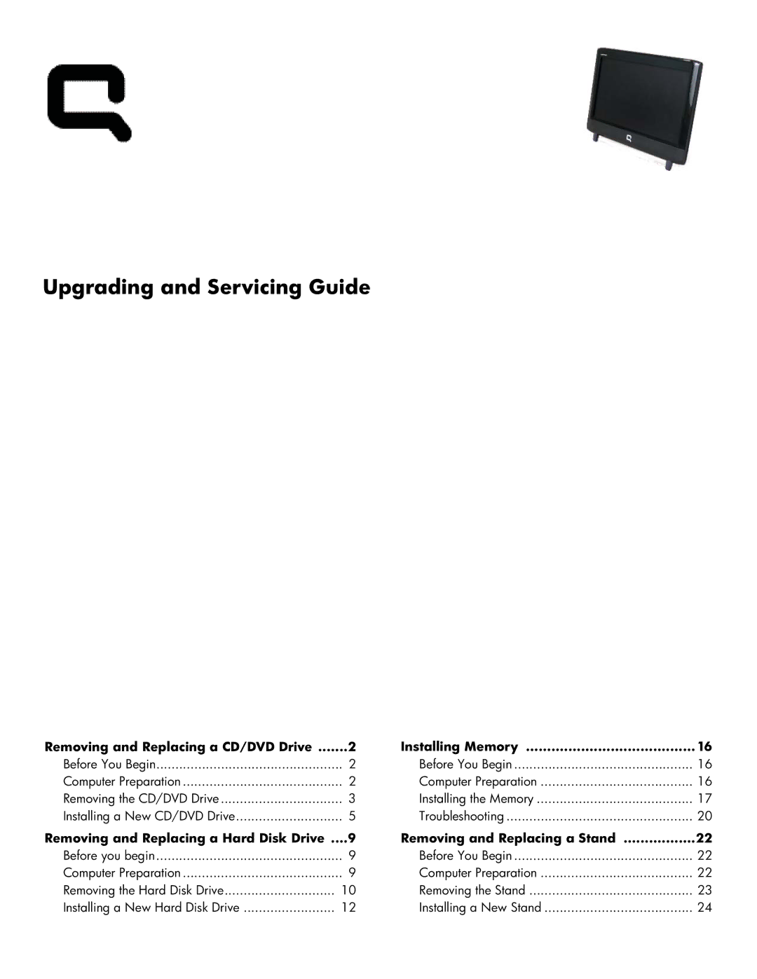 HP CQ1-1225, CQ1-1130, CQ1-1020 manual Upgrading and Servicing Guide 