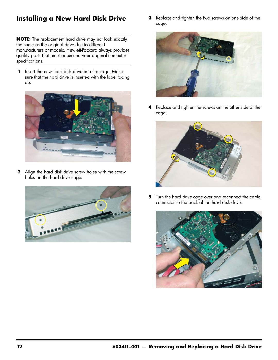 HP CQ1-1020, CQ1-1130, CQ1-1225 manual Installing a New Hard Disk Drive 