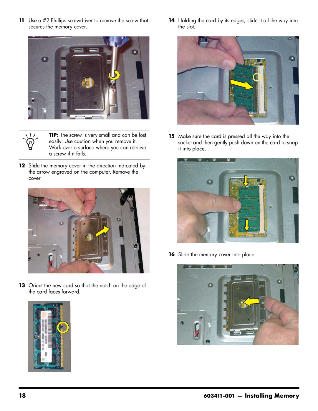 HP CQ1-1020, CQ1-1130, CQ1-1225 manual Installing Memory 