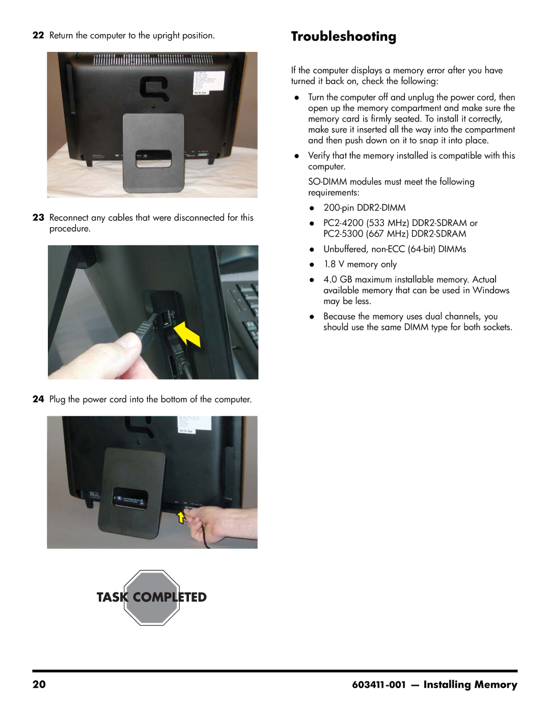 HP CQ1-1225, CQ1-1130, CQ1-1020 manual Troubleshooting 