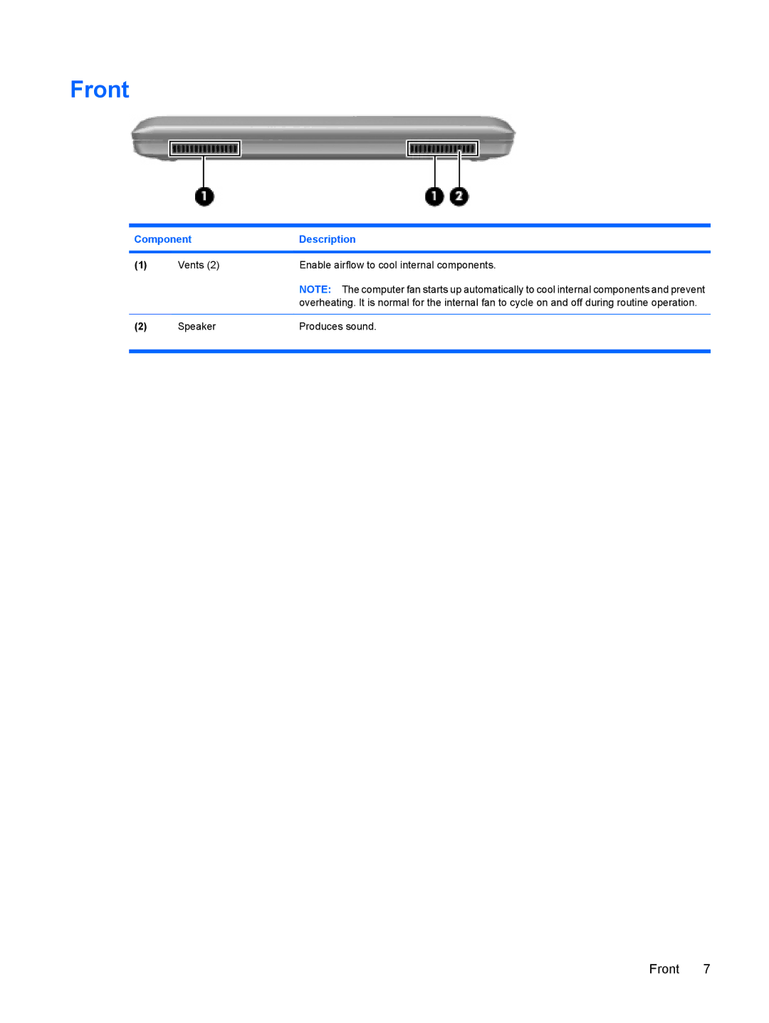 HP CQ10-510CA, CQ10-525DX, CQ10-514CA, CQ10-550CA, CQ10-405DX manual Front 