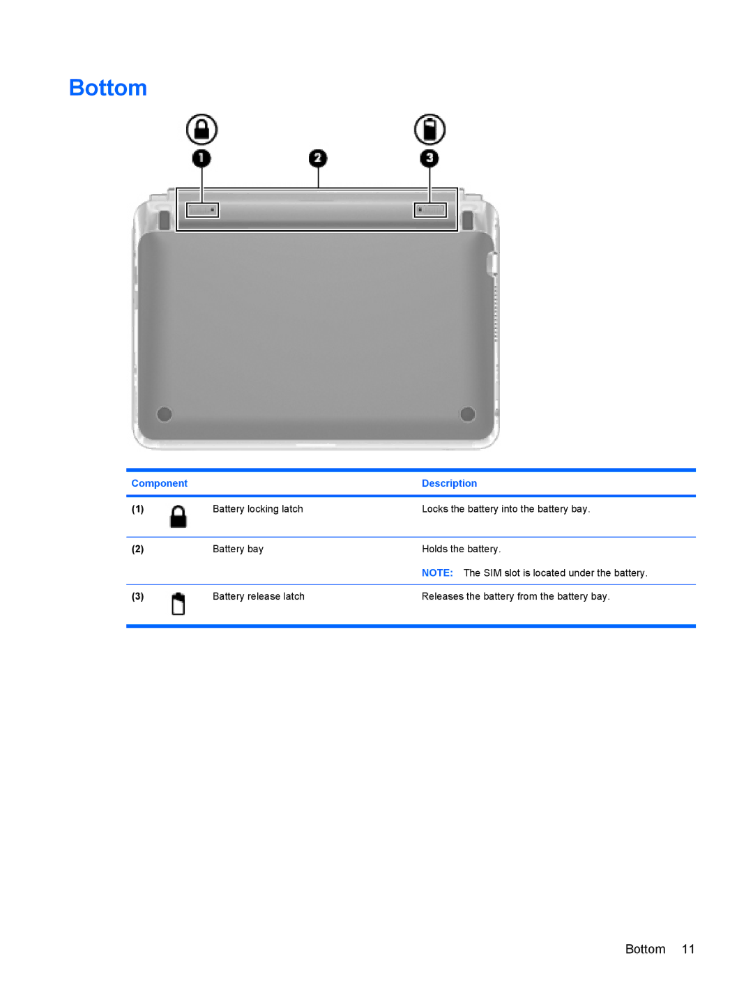 HP CQ10-688NR, CQ10-689NR, CQ10-610CA manual Bottom 