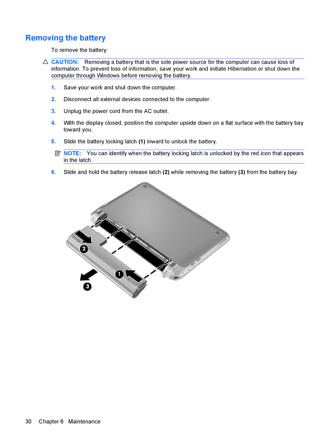 HP CQ10-610CA, CQ10-689NR, CQ10-688NR manual Removing the battery 