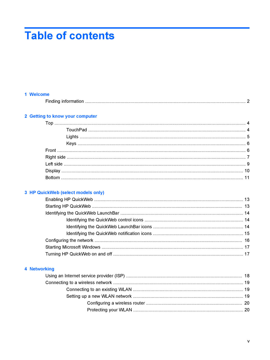 HP CQ10-610CA, CQ10-689NR, CQ10-688NR manual Table of contents 