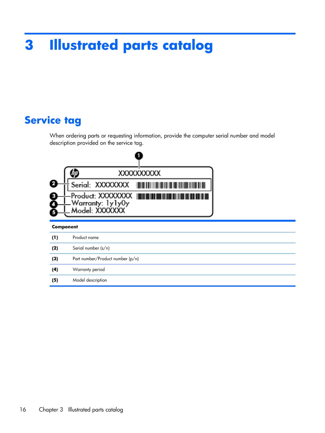 HP CQ10-689NR, CQ10-688NR, CQ10-610CA manual Illustrated parts catalog, Service tag, Component 