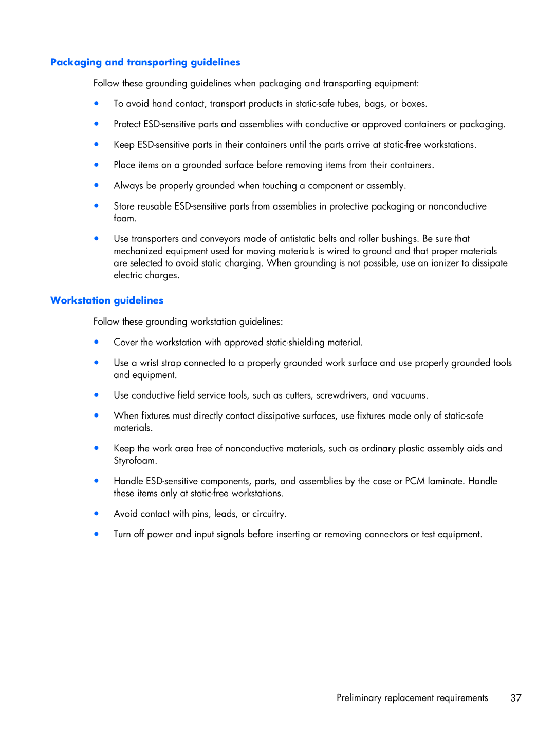 HP CQ10-689NR, CQ10-688NR, CQ10-610CA manual Packaging and transporting guidelines 