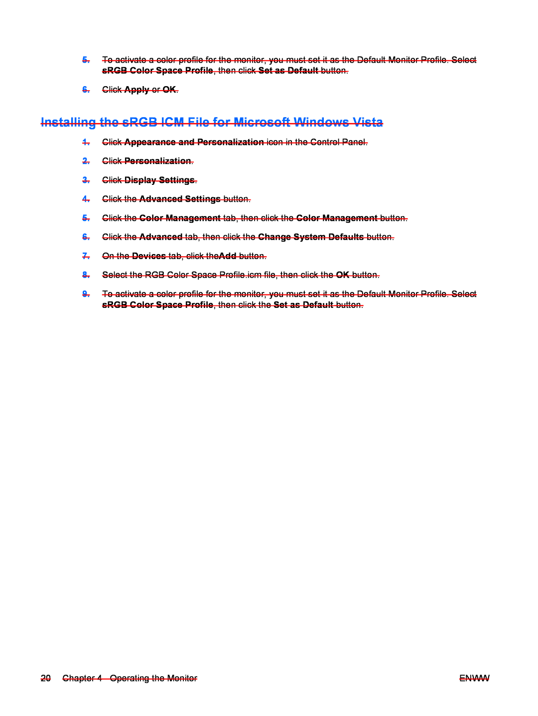 HP CQ1859s manual Installing the sRGB ICM File for Microsoft Windows Vista, Click Personalization 3. Click Display Settings 