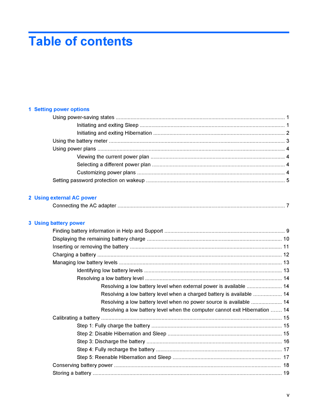 HP CQ20 manual Table of contents 