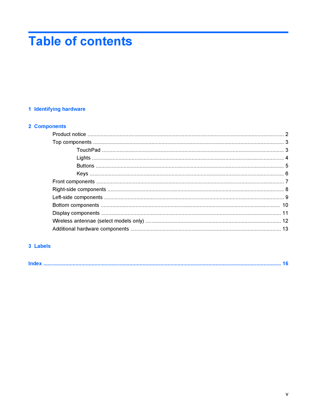 HP CQ20 manual Table of contents 