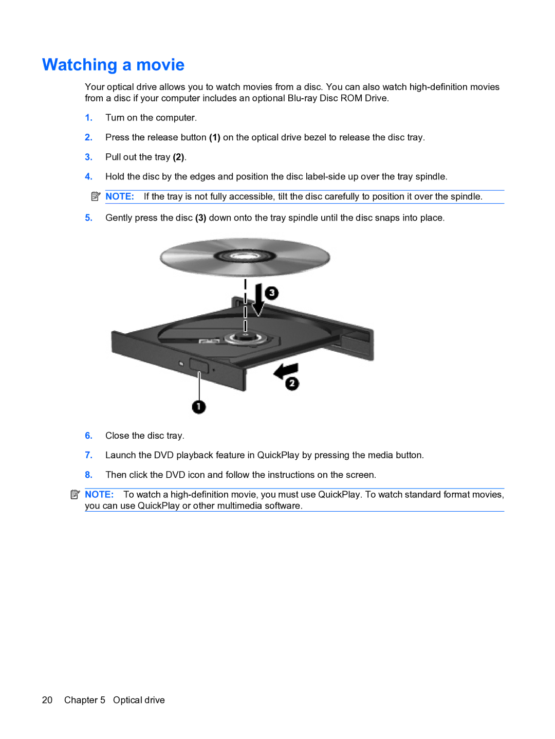 HP CQ20 manual Watching a movie 