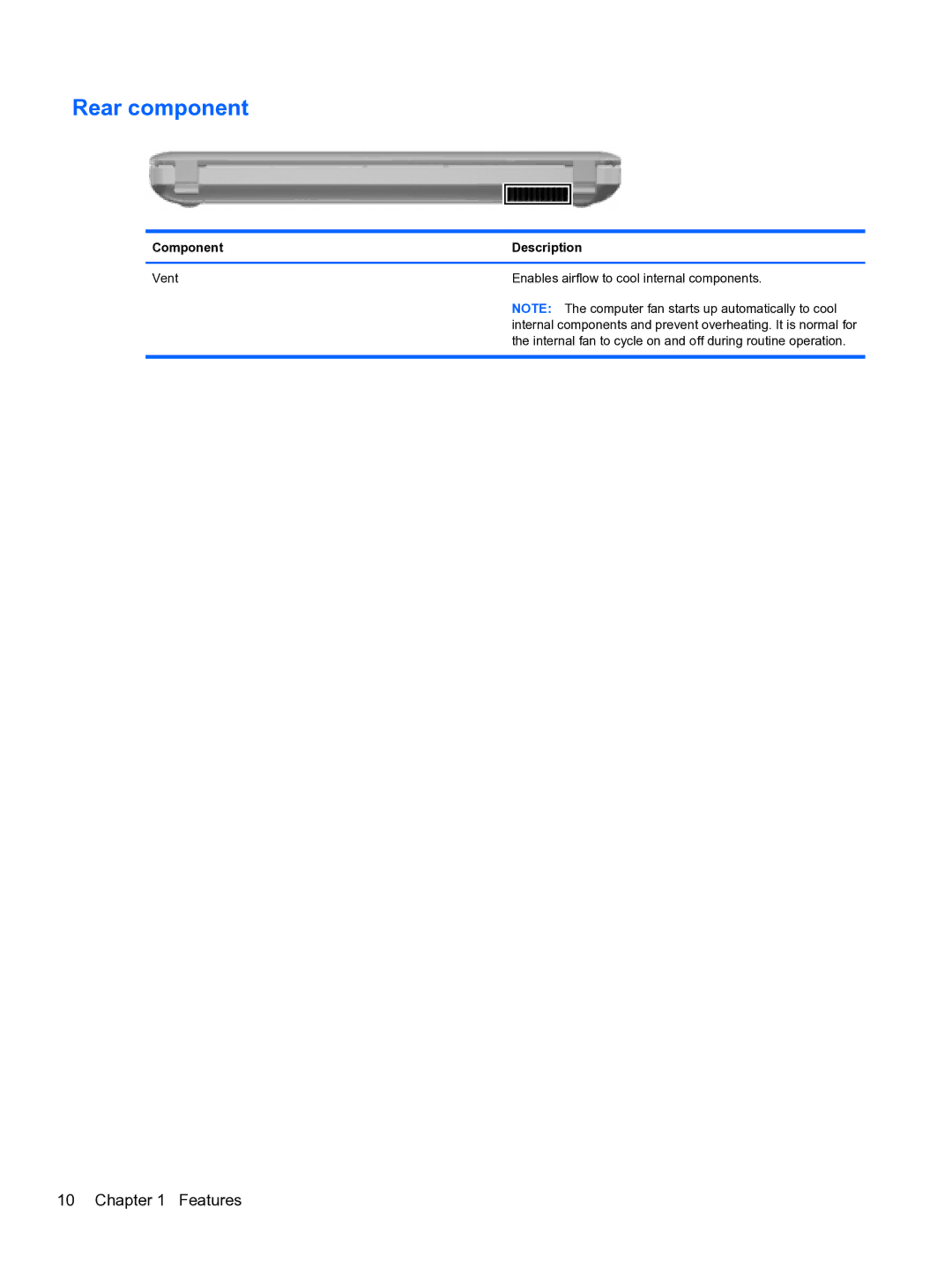 HP CQ32 manual Rear component 