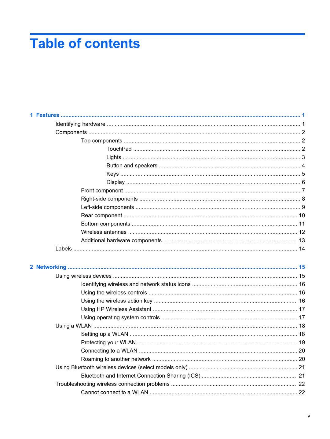 HP CQ32 manual Table of contents 