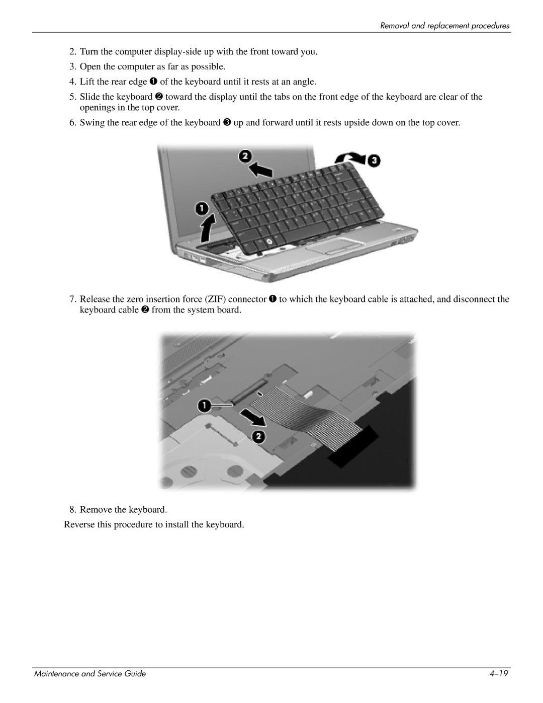 HP CQ35-114TX, CQ35-229TX, CQ35-227TX, CQ35-224TX, CQ35-225TX, CQ35-221TU, CQ35-207TU manual Removal and replacement procedures 