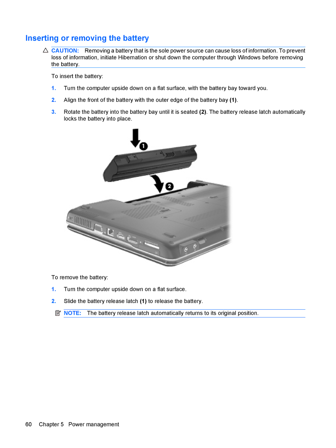 HP CQ35-321TX, CQ35-304TU, CQ36-108TX, CQ36-109TX, CQ36-106TX, CQ36-104TX, CQ35-406TX manual Inserting or removing the battery 