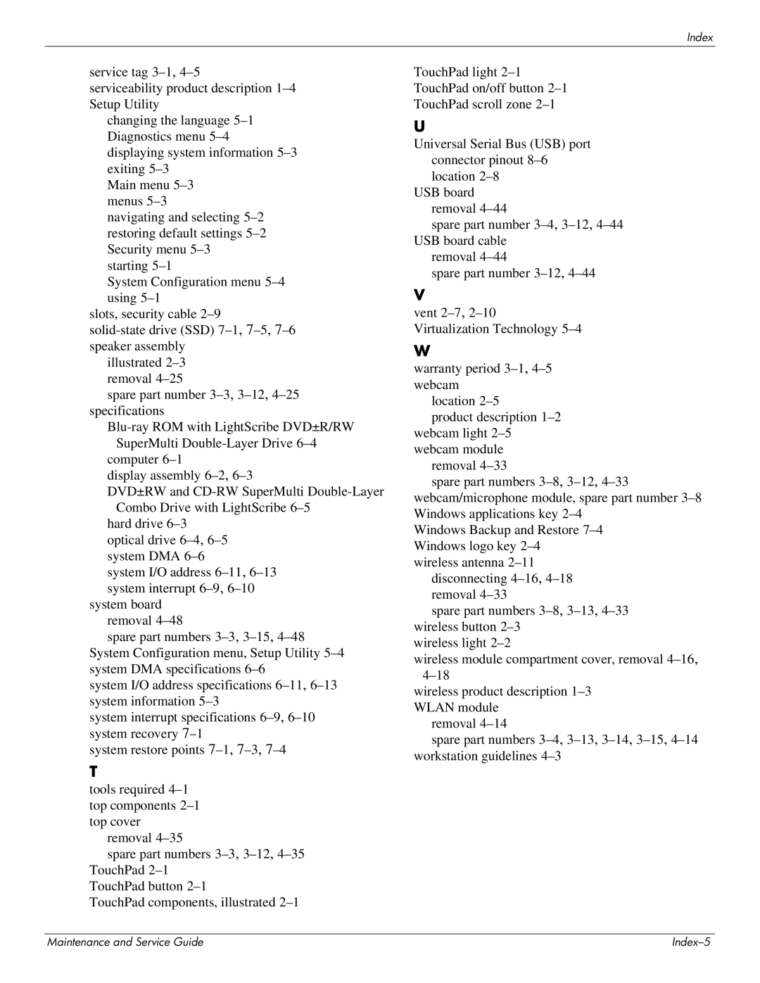 HP CQ41-212TX, CQ41-205TX, CQ41-204TX, CQ41-207TX, CQ41-224TX, CQ41-223TX, CQ41-213TU, CQ41-211TX, CQ41-217TU, CQ41-209TX Index-5 