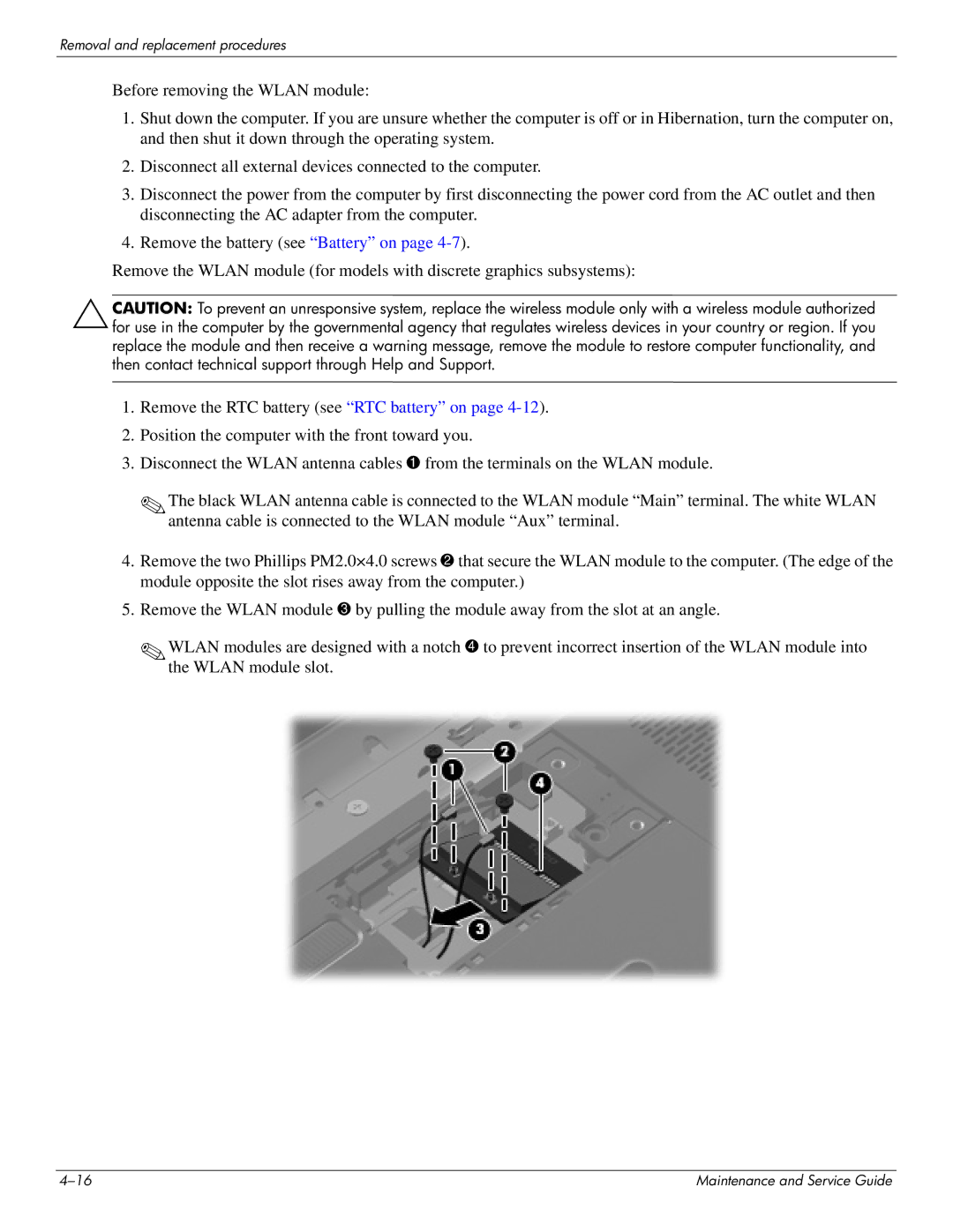 HP CQ41-223TX, CQ41-205TX, CQ41-204TX, CQ41-207TX, CQ41-224TX, CQ41-213TU, CQ41-212TX manual Removal and replacement procedures 