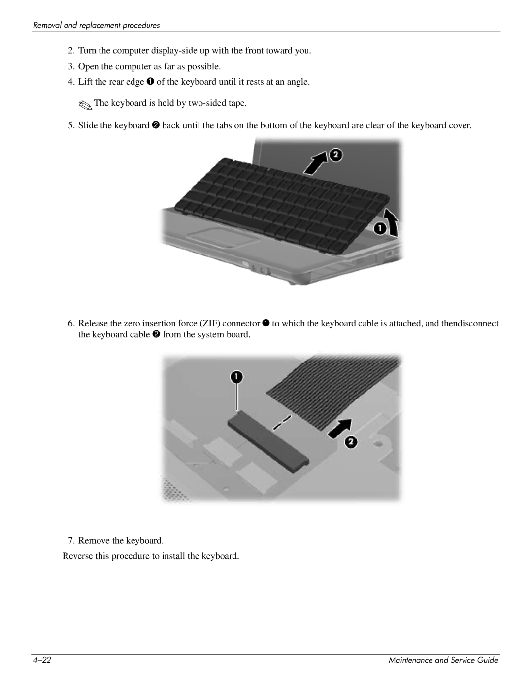 HP CQ41-211TU, CQ41-205TX, CQ41-204TX, CQ41-207TX, CQ41-224TX, CQ41-223TX, CQ41-213TU manual Removal and replacement procedures 