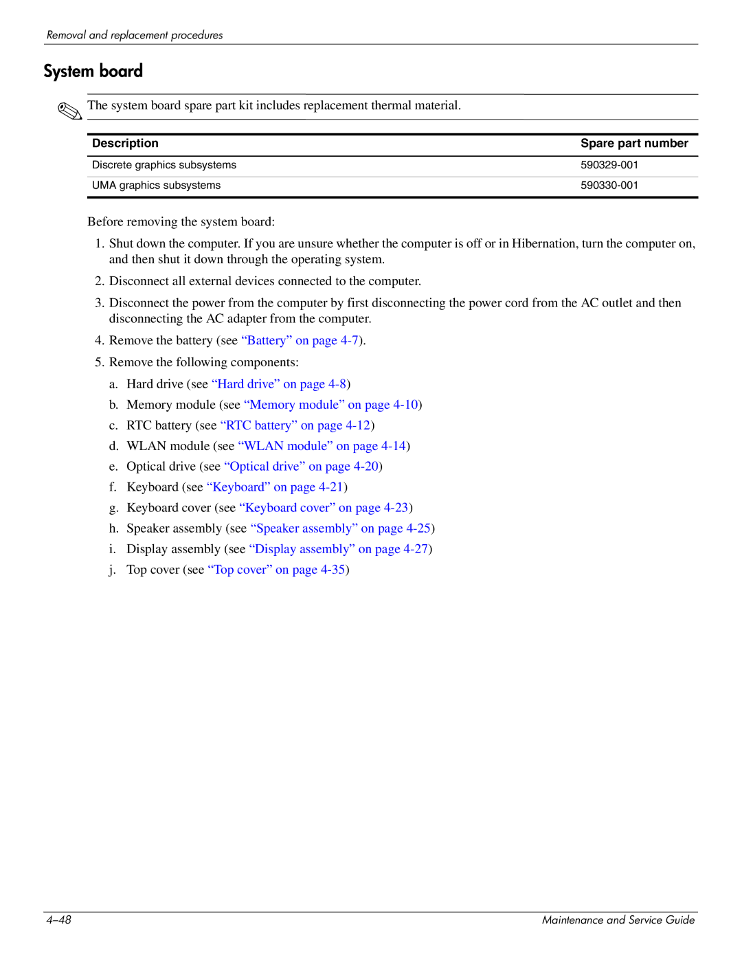 HP CQ41-223TX, CQ41-205TX, CQ41-204TX, CQ41-207TX, CQ41-224TX, CQ41-213TU, CQ41-212TX, CQ41-211TX, CQ41-217TU manual System board 