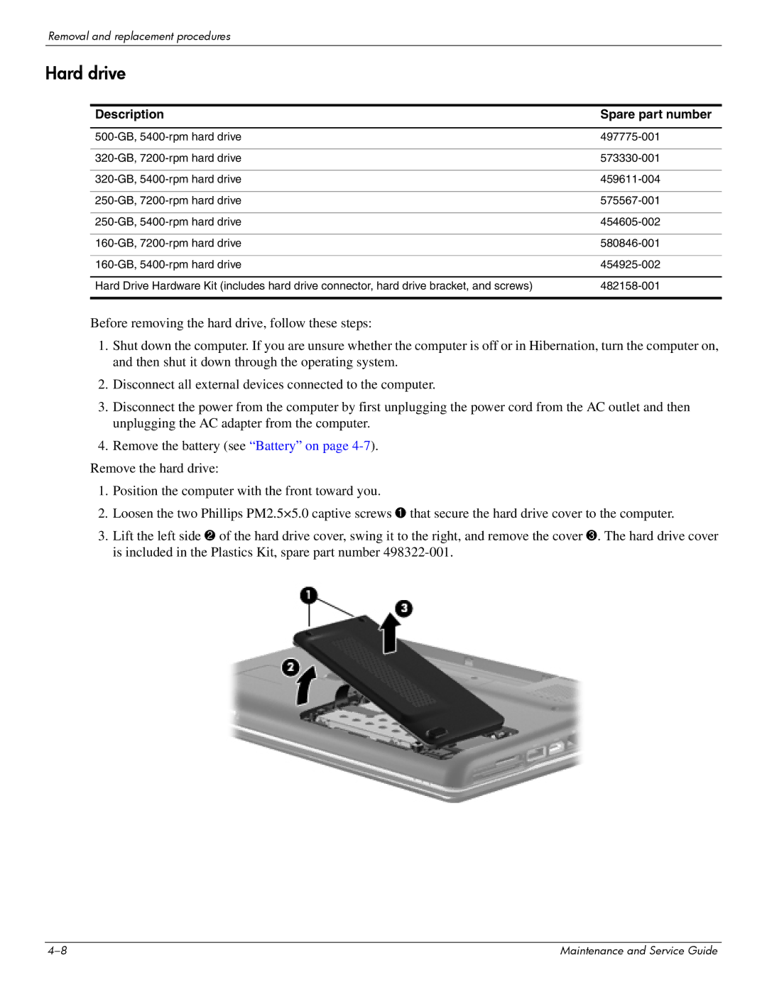 HP CQ41-225AU, CQ41-206AU, CQ41-205AX, CQ41-204AU, CQ41-206AX, CQ41-207AX, CQ41-222AU, CQ41-218AU, CQ41-218AX manual Hard drive 