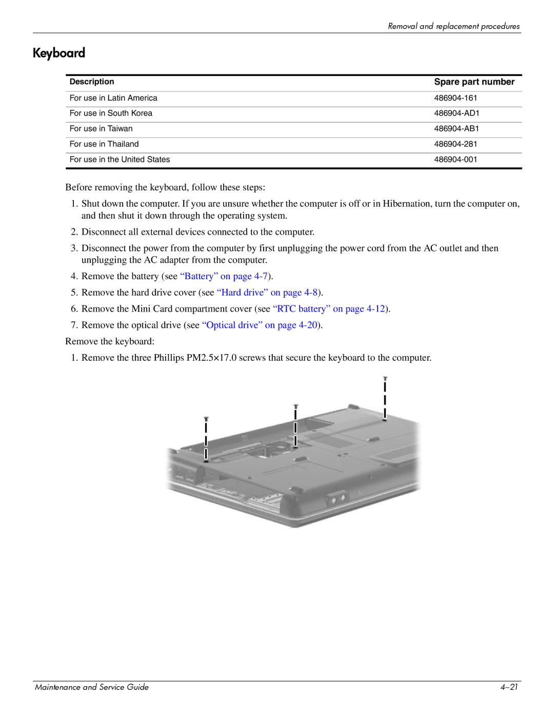 HP CQ41-209AU, CQ41-206AU, CQ41-205AX, CQ41-204AU, CQ41-206AX, CQ41-207AX, CQ41-222AU, CQ41-218AU manual Keyboard, Description 