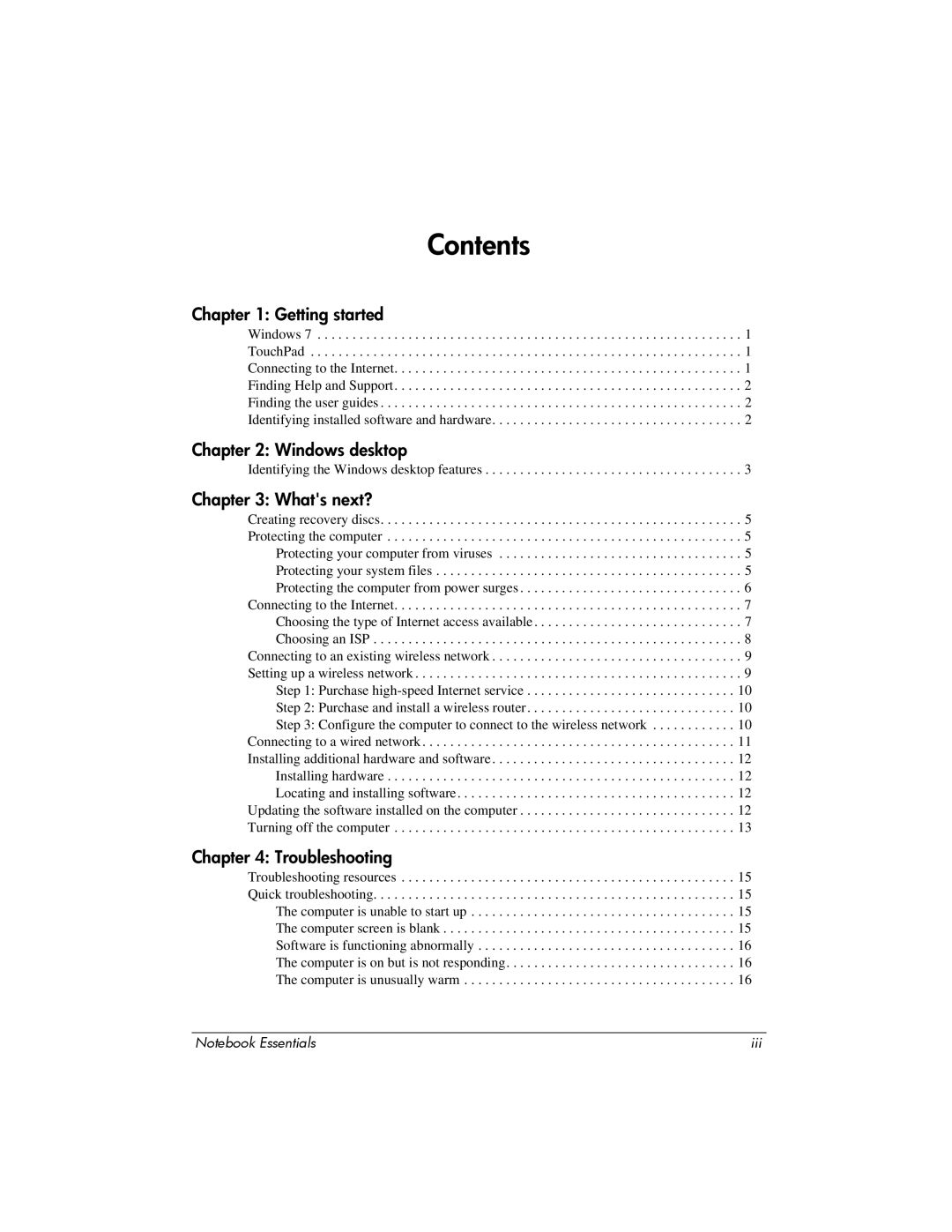 HP CQ42-320CA manual Contents 