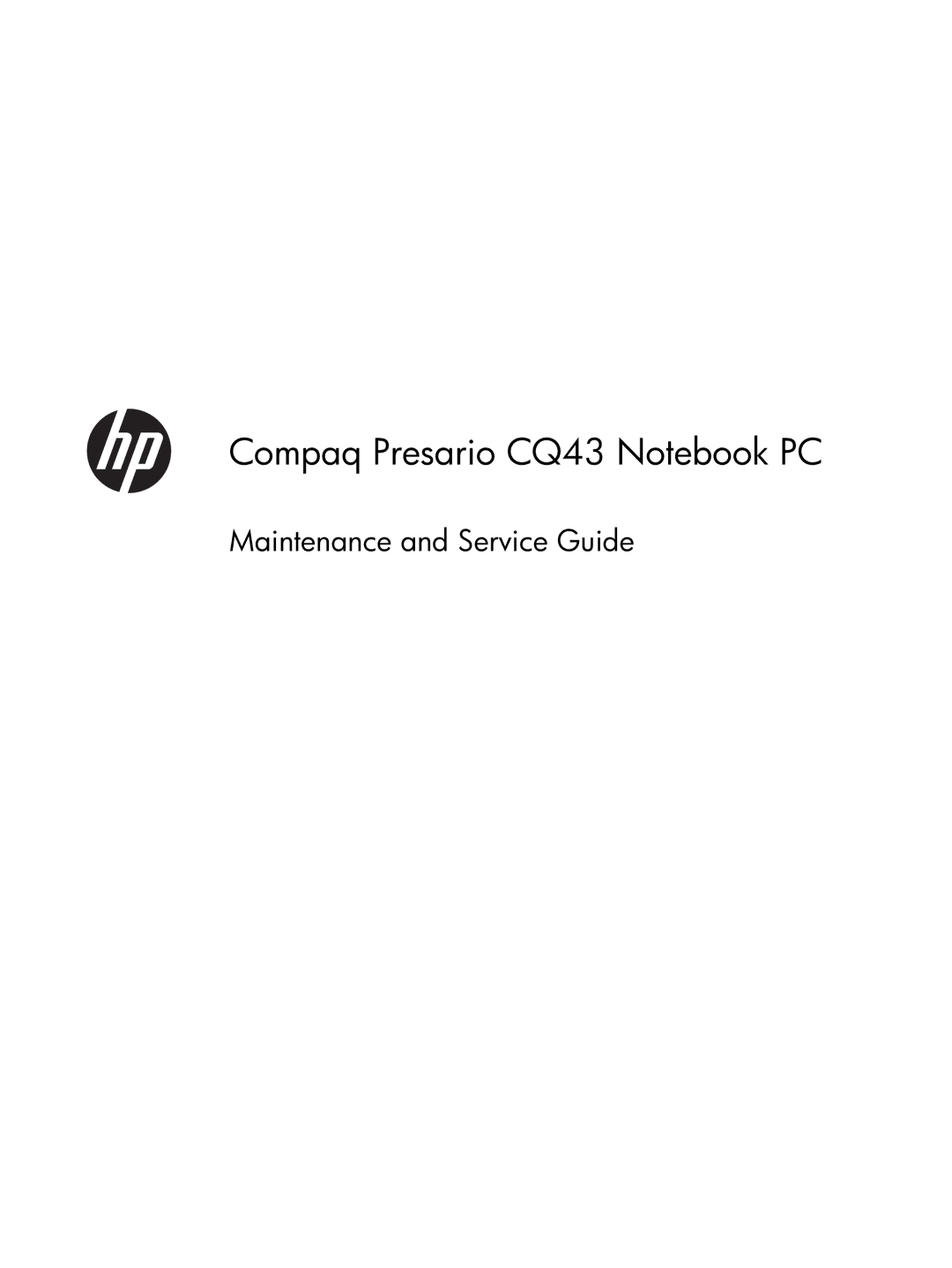 HP manual Compaq Presario CQ43 Notebook PC 