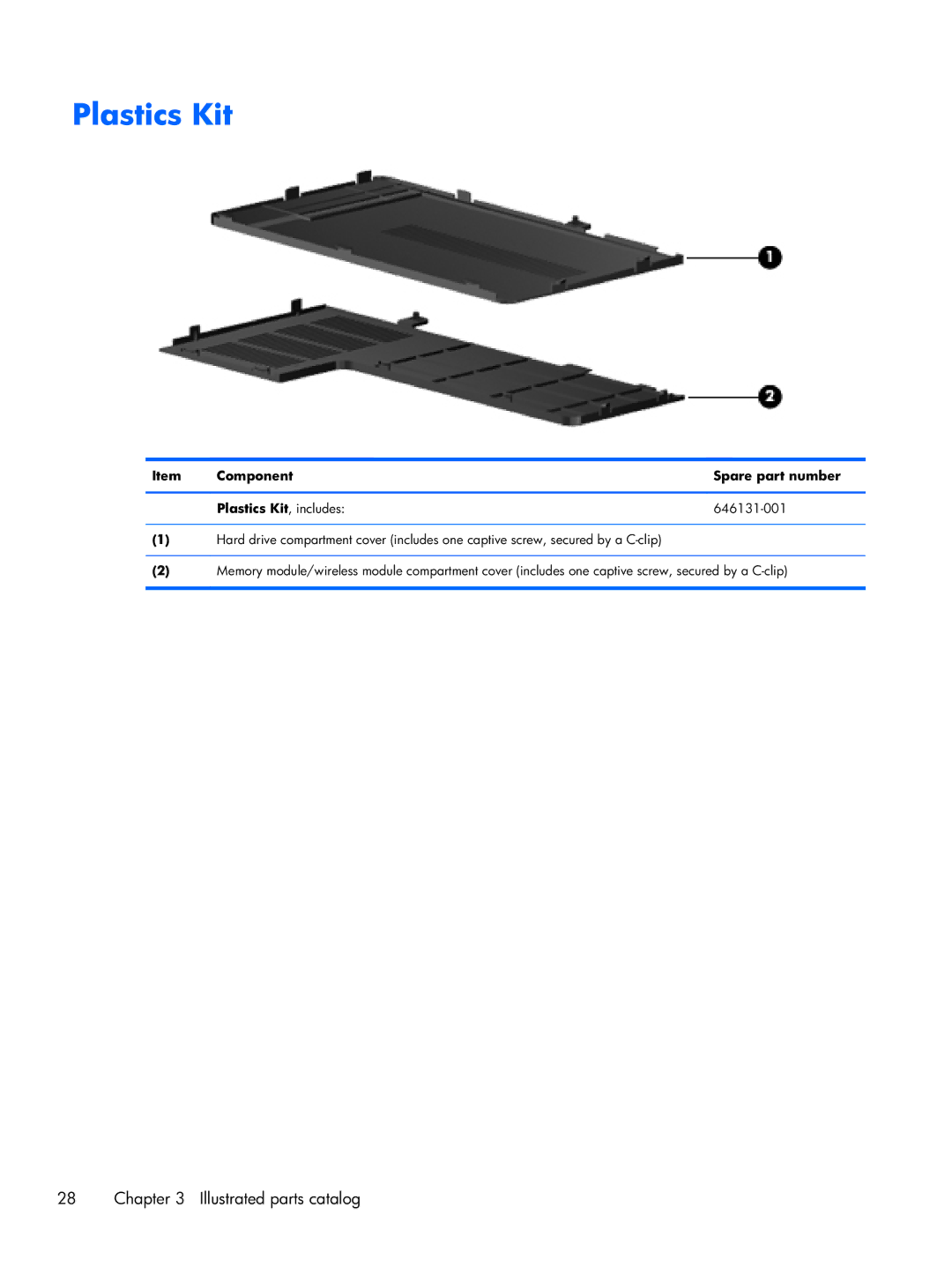 HP CQ43 manual Plastics Kit 