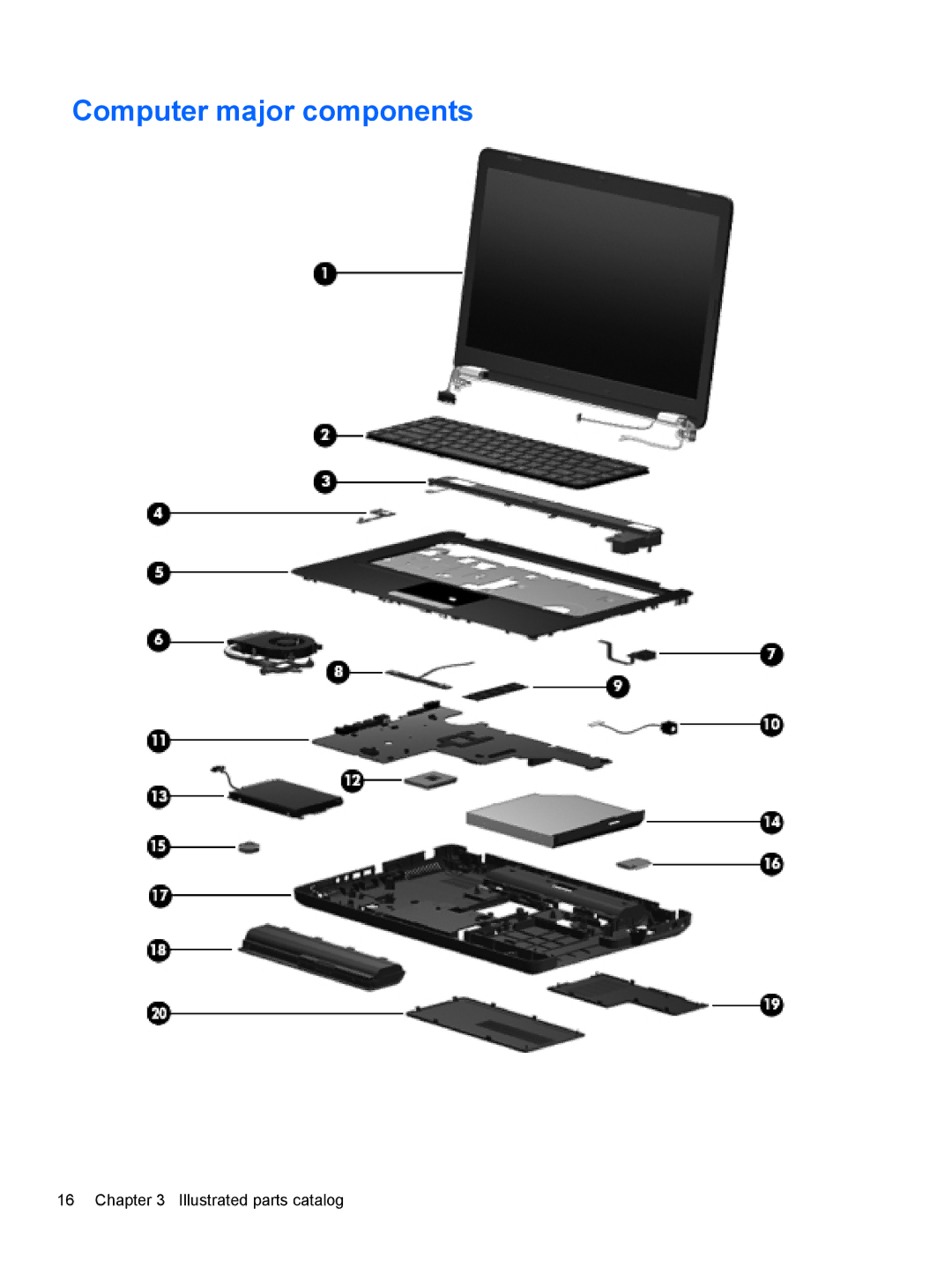 HP CQ56-148CA, CQ56-110US, CQ56-109WM, CQ56-100XX, CQ56-104CA, CQ56-112NR Computer major components, Illustrated parts catalog 