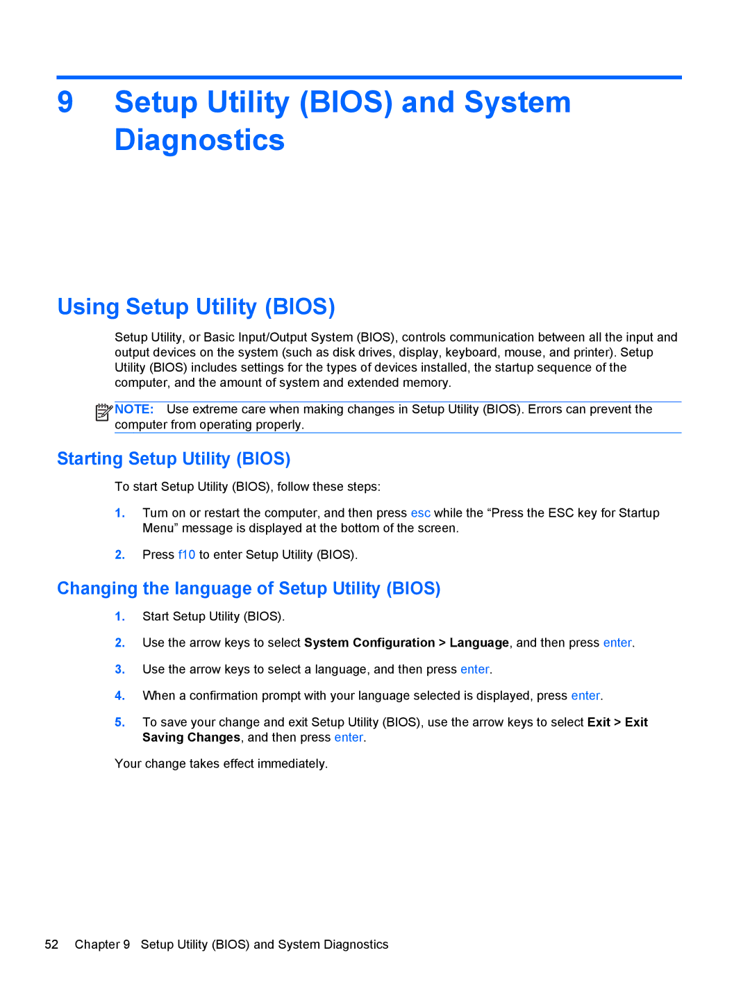 HP CQ57-217NR, CQ57-439WM Setup Utility Bios and System Diagnostics, Using Setup Utility Bios, Starting Setup Utility Bios 